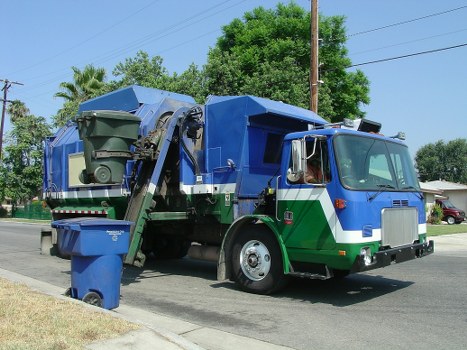 Residents sorting waste for recycling