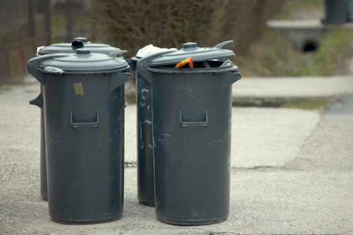 Recycling bins organized for waste separation in Ratcliff